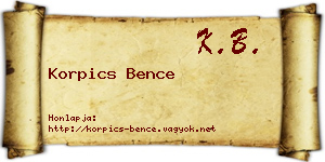 Korpics Bence névjegykártya